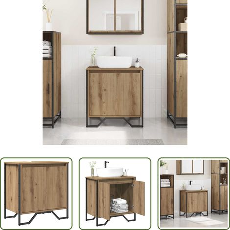 vidaXL Holzschrank - Waschbeckenschrank Artisan-Eiche 60 x 35 x 60 cm Holzwerkstoff (1/5)