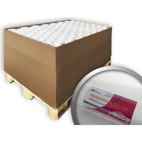 Renoviervlies PROFHOME 130 g Malervlies Anstrichvlies glattes Vlies zum Überstreichen weiß 1 Pal. 1800 qm 96 Rollen