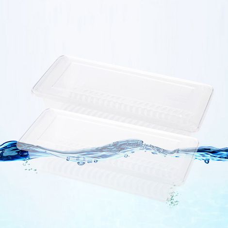 Boîte de conservation alimentaire transparente en PP, multifonctionnelle et empilable, avec plateau égouttoir, petit format. (1/5)