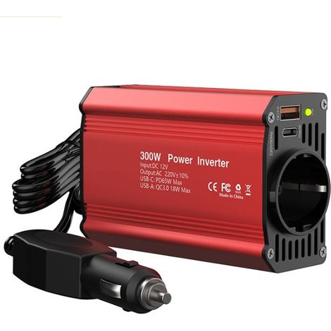 Auto-Wechselrichter, 12 V auf 220 V Transformator für Telefon-Tablet-PC (Größe: Rot) MUMU (1/4)