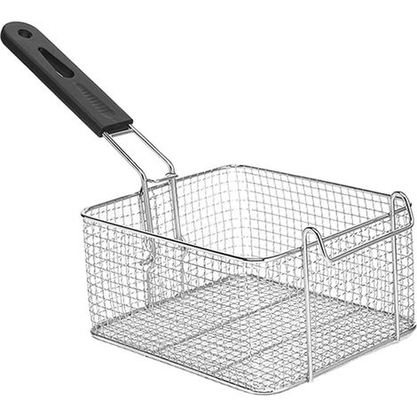 Panier à friture en acier inoxydable avec poignée, panier de friture et de service, panier à frites avec tamis carré, idéal pour la cuisine et la restauration, frites, chips, rondelles d'oignon, 19,7 (1/5)