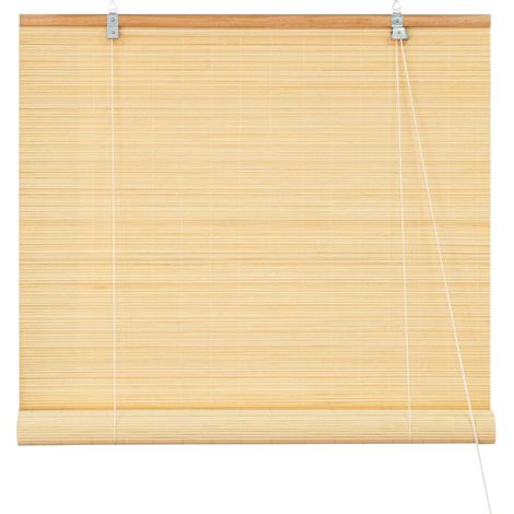 Store Bambou sans Perçage 60x100cm Nature, Protection Solaire et Visuelle, Store Latéral à Tirer pour Fenêtre et Porte, Écran en Rotin (1/4)