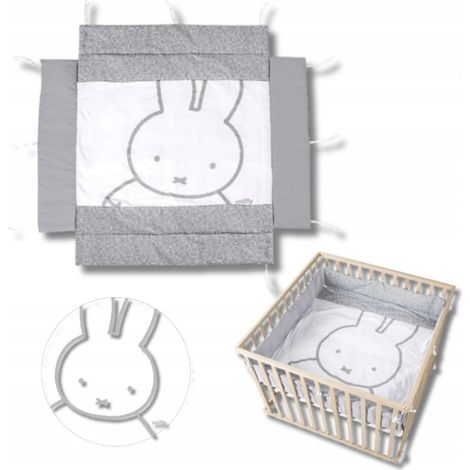 Inserto universale per box, materasso per bambini, grigio e bianco, coniglietto Miffy (1/3)