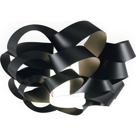 Plafoniera una luce CLOUD Nero diametro 60x h28 cm (1/2)