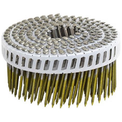SCAB Pointes en rouleaux plats PVC 16° tête bombée annelées Inox A2 - 2,6 mm - x 4200 - 65 mm