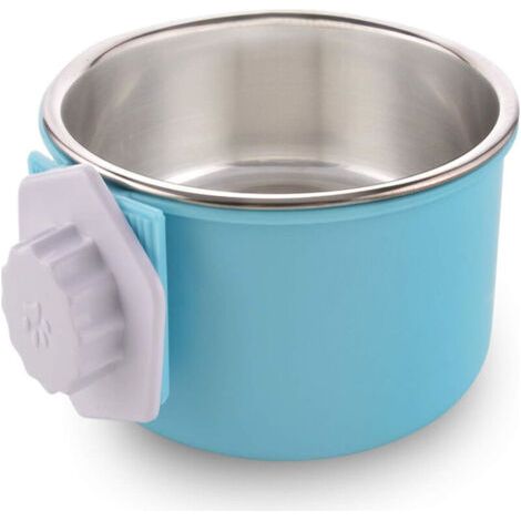 BUNTHAUS Gamelle suspendue pour chien en acier inoxydable, modèle rond amovible, taille L bleue