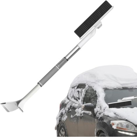 Raspador de hielo para coche, pala de nieve portátil, pala de nieve ajustable, rascador de hielo y cepillo de nieve de invierno, cepillo multifuncional con mango de espuma, 11 x 24 x 67 cm para un (1/5)