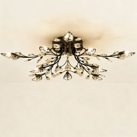 Noir 10 tête sans source lumineuse cristal arbre lustre moderne semi encastré plafonnier chambre à coucher lustre (1/5)