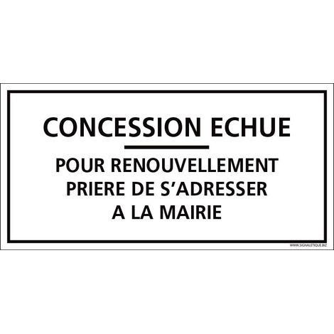 PLAQUE CONCESSION ECHUE CIMETIÈRE (G1609). Plastique PVC 1,5 mm .  - Plastique PVC 1,5 mm