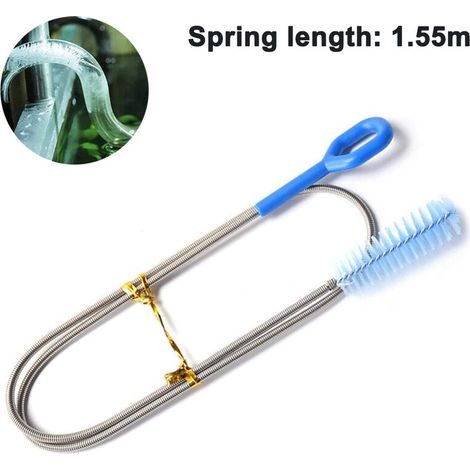 Extra long drain cleaning brush, 1.55 m length, super flexible drain cleaning tool, drain cleaning brush, blue (1/5)