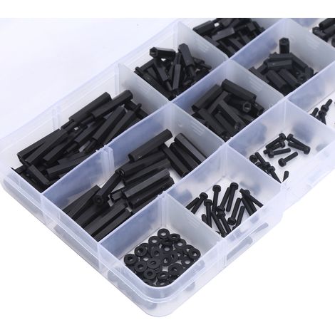 Kit de 320 vis à tête hexagonale en nylon noir M2, conditionné en boîte. (1/5)