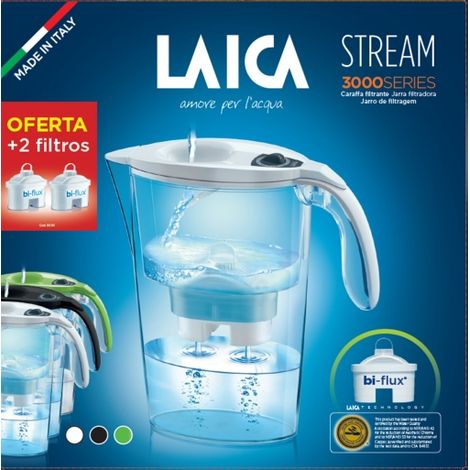 Caraffa purificante acqua LAICA 2,3 litri verde + 2 filtri