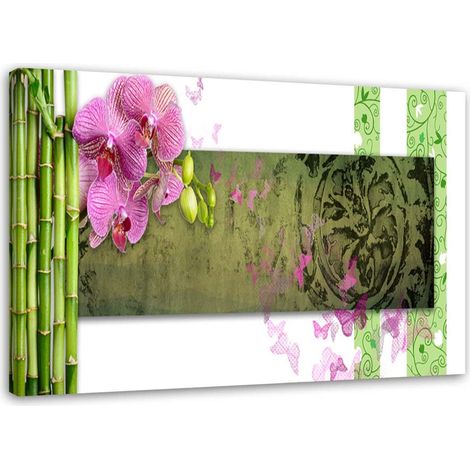 Tableau sur toile Orchidée Bambou Abstraction 90x60 (1/5)