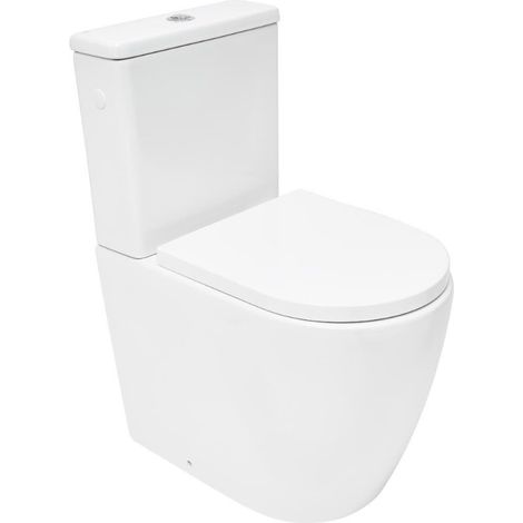 Fusion Stand-WC Komplett-Set spülrandlos aus Keramik mit SoftClose-Sitz, Vortex-Spülung, weiß (SATFUS031RTORVP)