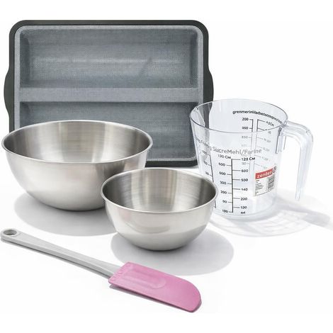 Set à pâtisserie 1 moule à baguettes en silicone fibre de verre 2 bols à mixer 1 verre mesureur 1 spatule Zenker (1/5)