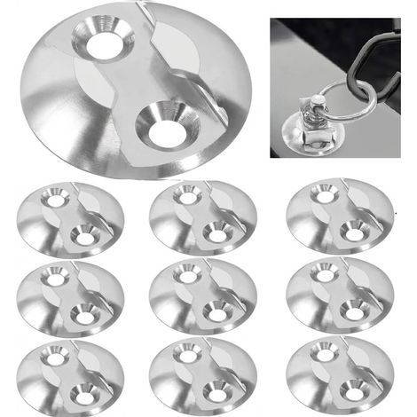 10 Pcs Plaque d'Arrimage de Rail d'avion, Point d'ancrage d'Arrimage Rond avec Trous de Fixation, Plaque d'ancrage en Aluminium, Point d'Arrimages Rail de Ligne Aérienne, pour Fixation Bagage (1/5)
