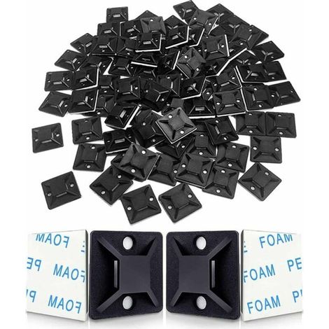 Basi per fascette adesive, morsetti per cavi autoadesivi, supporti in plastica per fascette, basi per fascette (120 pezzi 2828 mm neri)