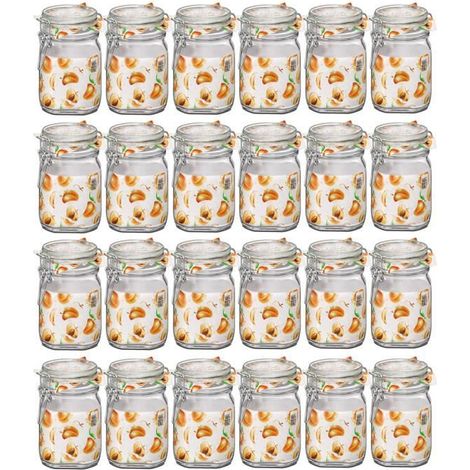 Lot de 24 bocaux hermétiques à bouchon mécanique, bocal pot de conservation, capacité 75 cl - Ø 10.6 x Hauteur 13.6 cm (1/3)