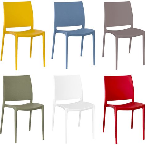 Juego de 6 sillas Altea de polipropileno: amarillo, azul, topo, verde, blanco y rojo (1/5)
