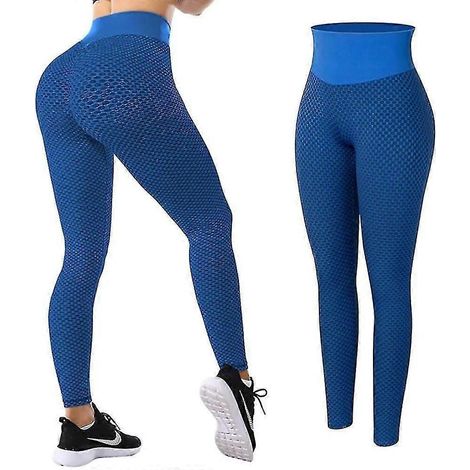 Leggings pour femmes, taille haute, pantalon de yoga, effet push-up, jacquard, froncé, gainant, effet ventre plat, effet push-up, gris, blanc, noir, violet, fitness, salle de sport.-L-Ocean Blue
