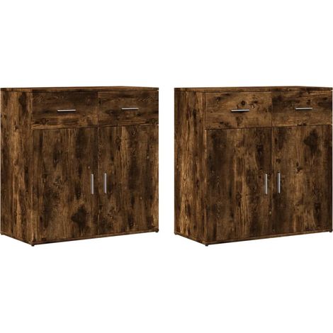 Credenza buffet cassettiera mobile contenitore organizer cucina soggiorno soggiorni set da 2 79 x 38 x 80 cm derivati del legno marrone 020036749