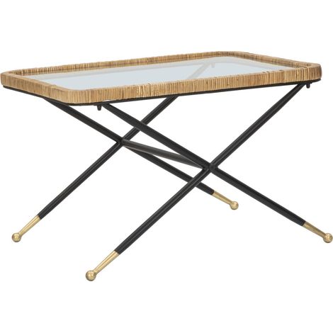 Tavolino da caffè rettangolare in vetro e rattan Saint Barth rettangolare (1/5)
