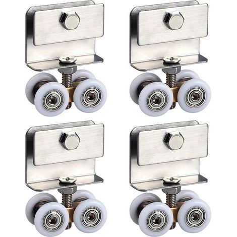 Ensemble de 4 rails à roulettes pour porte coulissante de douche en verre, fixations à billes, diamètre 20 mm (1/5)