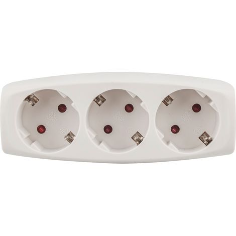 Adaptador 3 tomas onlex blanco 4,8mm 10/16a t/t blíster (1/2)