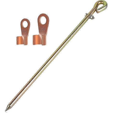 Tige de mise à la terre portable - Broche de mise à la terre avec cosse pour fil de terre, idéale pour les clôtures électriques, les brûleurs et les piquets de gerbe de balles. (1/5)