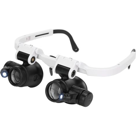 Lot de 2 Loupes Binoculaires Frontales avec Lumière LED pour Lecture, Réparation, Précision, Main Libre, Réglable (1/5)