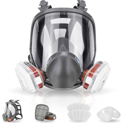 Gas Mask, Dust Mask, Protective Mask, Reusable Full Face Respirator with Filters, Ideal for Polishing, Welding, Graffiti, and Spray Painting (1/5)