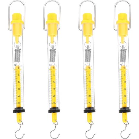 Dynamomètre à Ressort Calibré en Grammes et Unités de Force 2,5kg Crochet et Anneau en Plastique Jaune pour Mesure Précise la Force, Lot de 4 Pièces (1/5)