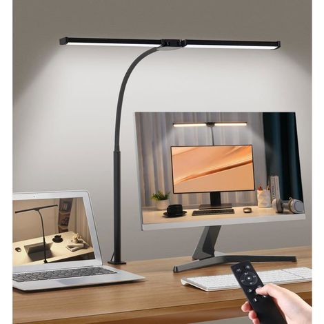 Lampe de Bureau LED, Double tête lampe bureau, Noir (1/5)