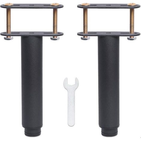 Pied de Lit Universel Réglable 15cm Noir Métallique - Lot de 2 (1/5)