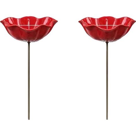 Set di 2 abbeveratoi/vasche per uccelli, ciotola per colibrì, decorazione da giardino, fornisce acqua, lega di alluminio, 15 x 15 x 60 cm, ideale per aiuole, vialetti, ecc. (1/5)