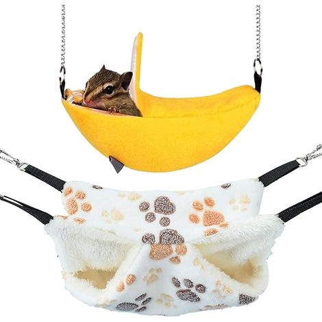 Hamster Hammock, Double Layer Hammock for Small Animals, Warm Hanging Plush Bed and Sleeping Bag Ferret Chinchilla Guinea Pig Rat Mouse Squirrel Hedgehog (1/5)