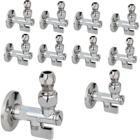 Rubinetto di arresto valvola sottolavabo ottone cromato a leva con filtro snodato 1/2-3/8-10 mm (quantita) pezzi 10 - confezione 1