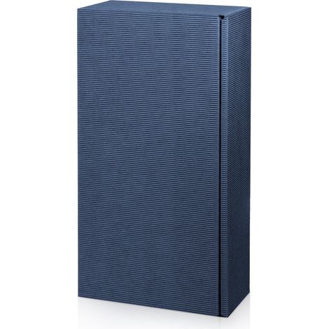 500 x Präsentkarton für 2 Flaschen 360x180x90 mm offene Welle Blau (1/4)