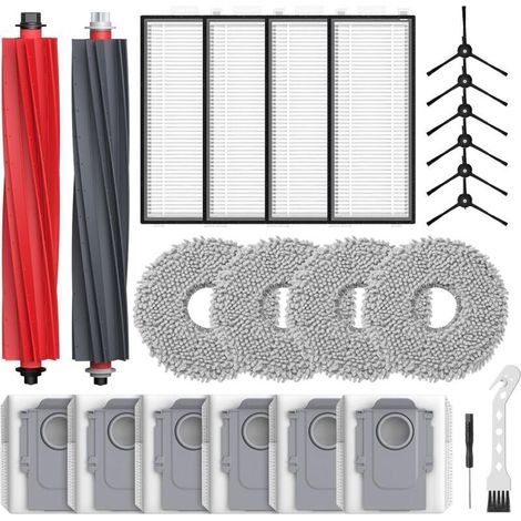 Pack of 24 Qrevo Master accessories compatible with Roborock Qrevo Master/Qrevo Slim robot vacuum cleaners, including 2 roller brushes, 4 HEPA filters, 6 dust bags, 4 cleaning cloths, and 6 side brush (1/4)