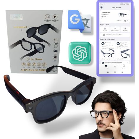 Lunettes connectées AIMB-G1 avec caméra HD et ChatGPT, 16 Go de RAM et 3 paires de lunettes. (1/5)