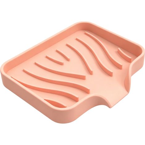 Jabonera moderna con base de silicona antideslizante que mantiene el jabón limpio. (1/2)