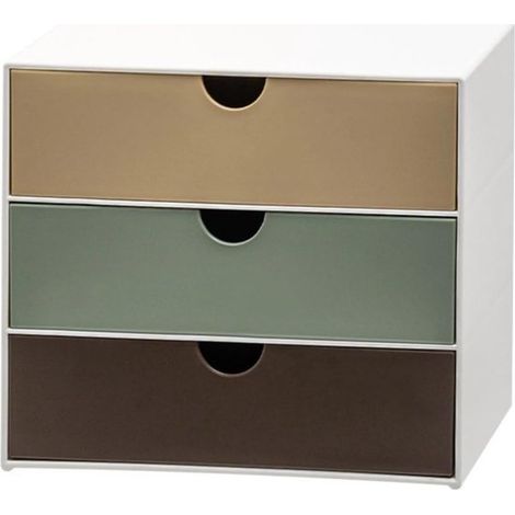 Boîte de rangement à 3 tiroirs - Mini format 17 x 11 x 15 cm - Pour cosmétiques, salle de bain et bureau - Organisateur de rangement (1/5)