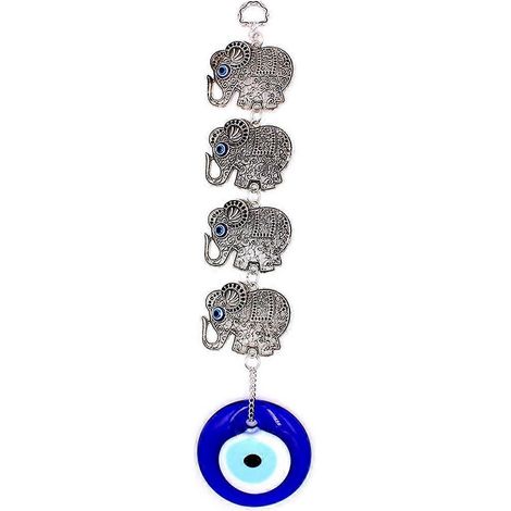 Türkischer Amulett-Anhänger mit blauen Augen zum Schutz der Wand, Glücksbringer-Elefant, Windspiel, Gartendekoration, Geschenkidee