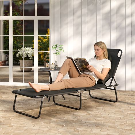 Chaise longue pliante avec ouverture pour le visage et coussins, en acier et tissu Oxford (1/5)