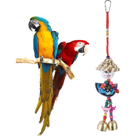 Perroquet oiseau coloré suspendu paille tresse poupée balançoire jouet à mâcher Cage accessoire de décoration (1/5)