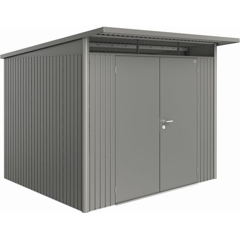 Biohort AVANTGARDE A6 Gartenhaus aus Metall mit Doppelschwingtür Quarzgrau Metallic