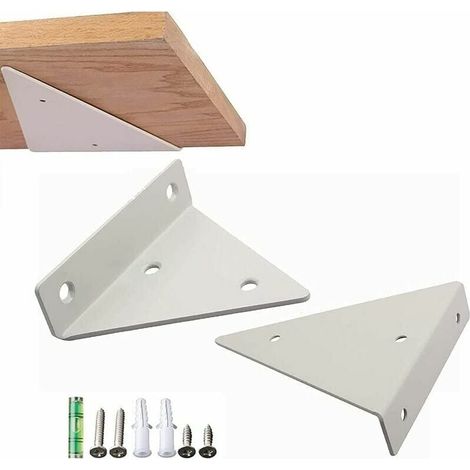 Soportes para estantes, soportes flotantes, soportes invisibles y ocultos, soportes triangulares de pared para dormitorio y sala de estar (blancos) (1/4)