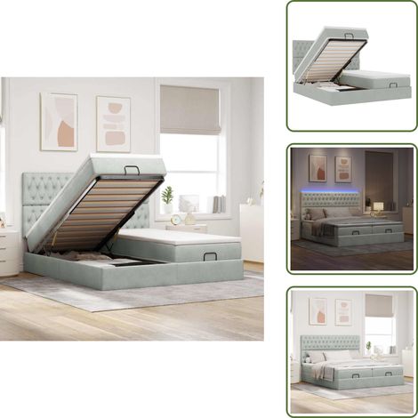Coprimaterasso - vidaXL Struttura Letto Pouf con Materassi 180x200 cm Velluto - Luci a LED
