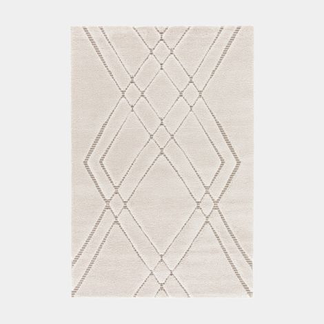 Tapis de salon graphique en relief - Maya - Crème et beige - 160 x 230 cm