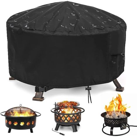 Housse de protection pour brasero - 85 x 40 cm - Ronde - Avec cordon de serrage - Tissu Oxford 210D résistant à la déchirure - Coupe-vent - Résistant aux UV - Imperméable - Haute performance (1/5)